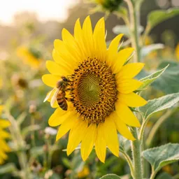 KI-Bild: eine Biene auf einer Sonnenblume