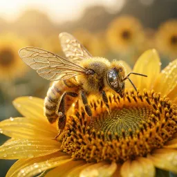 KI-Bild: eine Biene auf einer Sonnenblume